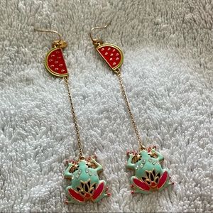 Watermelon Toad Boho Earrings
